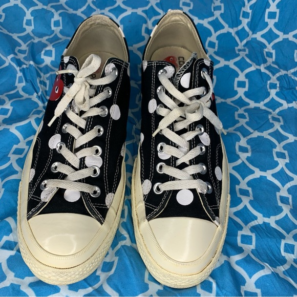Mens size 10 Converse Comme Des Garcons polka dot print low top CDG chuck taylor - Picture 3 of 10
